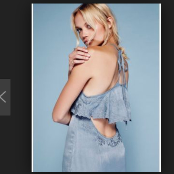 NWOT Free People elegant silky blue maxi dress - Picture 2 of 8